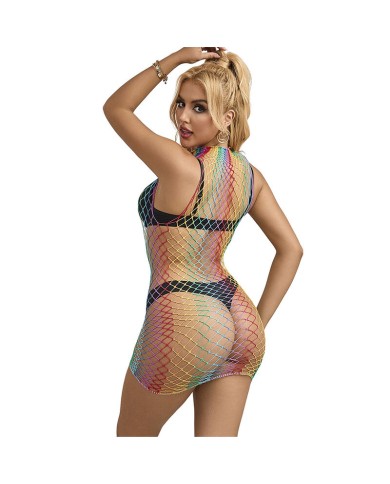 SUBBLIME 952433 VESTIDO DE REJILLA SIN MANGAS CON CUELLO ALTO ARCOIRIS TALLA UNICA