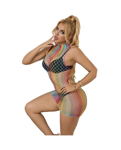 SUBBLIME 952433 VESTIDO DE REJILLA SIN MANGAS CON CUELLO ALTO ARCOIRIS TALLA UNICA