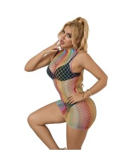 SUBBLIME 952433 VESTIDO DE REJILLA SIN MANGAS CON CUELLO ALTO ARCOIRIS TALLA UNICA