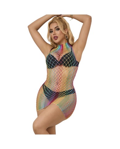 SUBBLIME 952433 VESTIDO DE REJILLA SIN MANGAS CON CUELLO ALTO ARCOIRIS TALLA UNICA