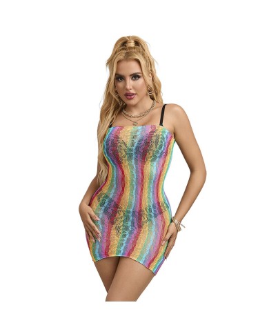 SUBBLIME 952457 VESTIDO DE REJILLA SIN MANGAS CON HOMBROS DESCUBIERTOS ARCOIRIS TALLA UNICA