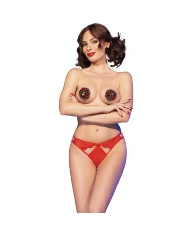 CHILIROSE CR 4839 SET NAVIDENO PEZONERAS PANTIES ROJO L XL