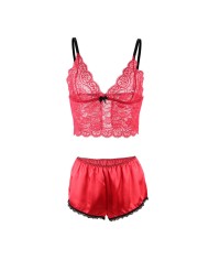 SUBBLIME 953904 SET 3 PIEZAS ENCAJE Y SATEN ROJO L XL