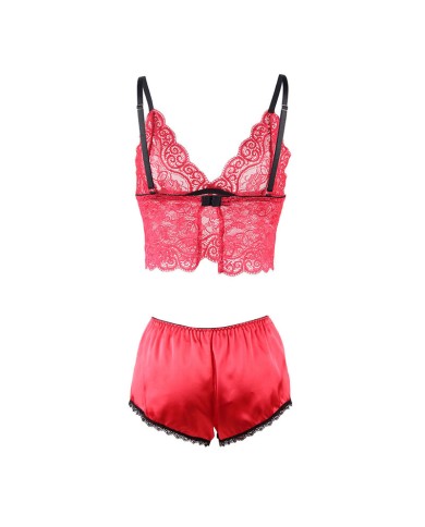 SUBBLIME 953904 SET 3 PIEZAS ENCAJE Y SATEN ROJO L XL