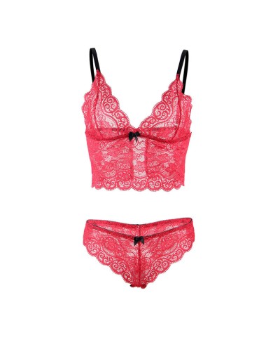 SUBBLIME 953904 SET 3 PIEZAS ENCAJE Y SATEN ROJO L XL