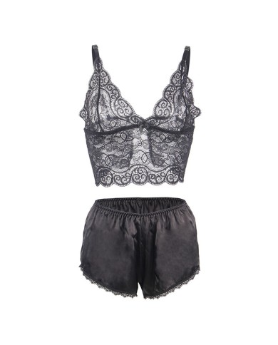 SUBBLIME 953911 SET 3 PIEZAS ENCAJE Y SATEN NEGRO S M