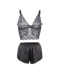 SUBBLIME 953911 SET 3 PIEZAS ENCAJE Y SATEN NEGRO S M