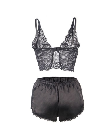 SUBBLIME 953911 SET 3 PIEZAS ENCAJE Y SATEN NEGRO S M