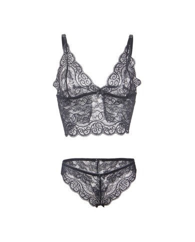 SUBBLIME 953911 SET 3 PIEZAS ENCAJE Y SATEN NEGRO S M