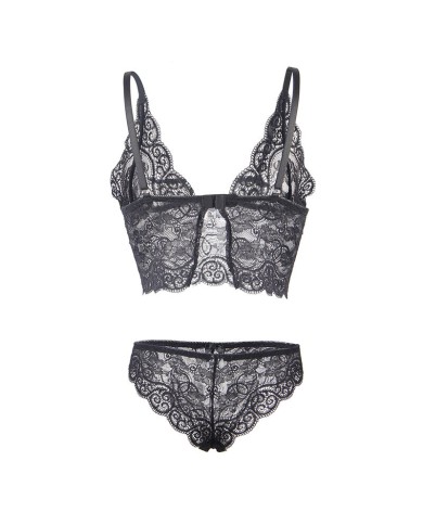 SUBBLIME 953928 SET 3 PIEZAS ENCAJE Y SATEN NEGRO L XL