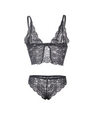 SUBBLIME 953928 SET 3 PIEZAS ENCAJE Y SATEN NEGRO L XL