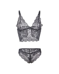 SUBBLIME 953928 SET 3 PIEZAS ENCAJE Y SATEN NEGRO L XL