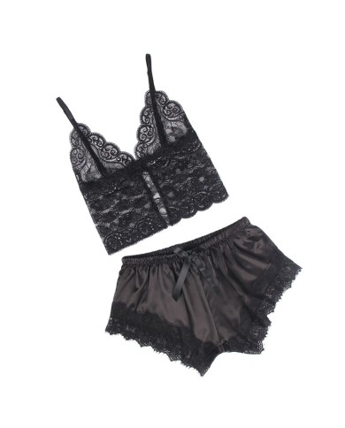 SUBBLIME 953942 PIJAMA SEXY SATEN Y ENCAJE NEGRO L XL