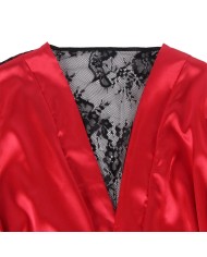 SUBBLIME 954024 CAMISON DE ENCAJE ESPALDA TRANSPARENTE TANGA ROJO NEGRO L XL