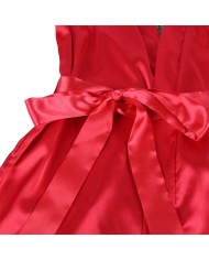 SUBBLIME 954024 CAMISON DE ENCAJE ESPALDA TRANSPARENTE TANGA ROJO NEGRO L XL