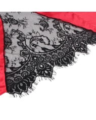 SUBBLIME 954024 CAMISON DE ENCAJE ESPALDA TRANSPARENTE TANGA ROJO NEGRO L XL