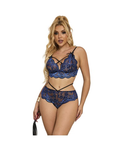 SUBBLIME 954062 SUJETADOR PANTIES ENCAJE AZUL S M