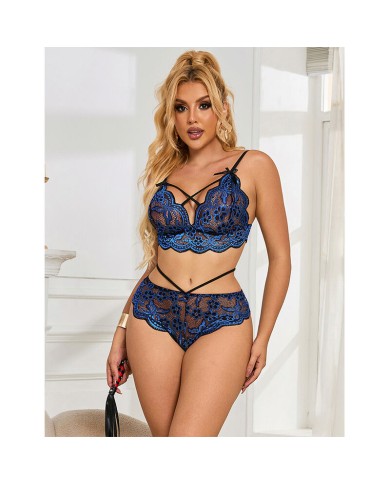 SUBBLIME 954062 SUJETADOR PANTIES ENCAJE AZUL S M