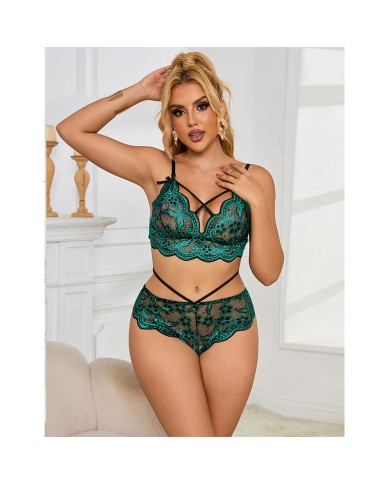 SUBBLIME 954093 SUJETADOR PANTIES ENCAJE VERDE L XL