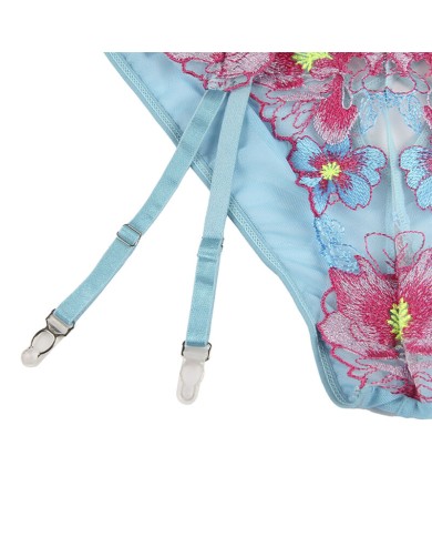SUBBLIME 954109 SUJETADOR PANTIES CON LIGUERO DISENO FLORAL AZUL S M