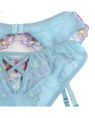SUBBLIME 954116 SUJETADOR PANTIES CON LIGUERO DISENO FLORAL AZUL L XL