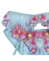 SUBBLIME 954116 SUJETADOR PANTIES CON LIGUERO DISENO FLORAL AZUL L XL