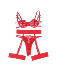 SUBBLIME 954321 SUJETADOR TANGA LIGUEROS ESTAMPADO DE CORAZONES ROJO S M