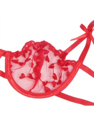 SUBBLIME 954338 SUJETADOR TANGA LIGUEROS ESTAMPADO DE CORAZONES ROJO L XL