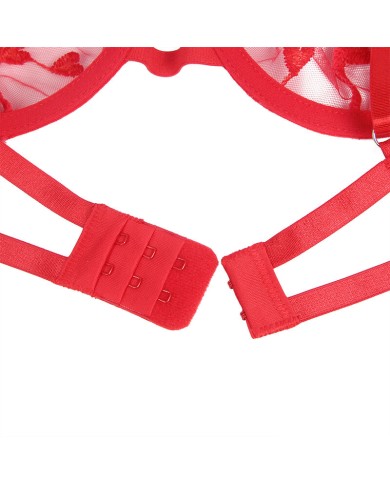 SUBBLIME 954338 SUJETADOR TANGA LIGUEROS ESTAMPADO DE CORAZONES ROJO L XL