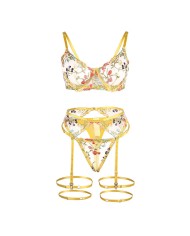 SUBBLIME 954345 SUJETADOR TANGA LIGUEROS DISENO FLORAL AMARILLO S M