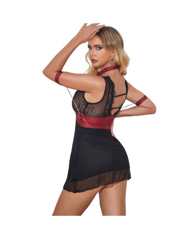 SUBBLIME 954420 VESTIDO BONDAGE DE ENCAJE NEGRO S M