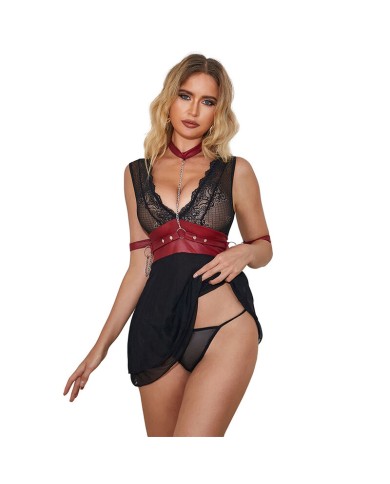 SUBBLIME 954437 VESTIDO BONDAGE DE ENCAJE NEGRO L XL