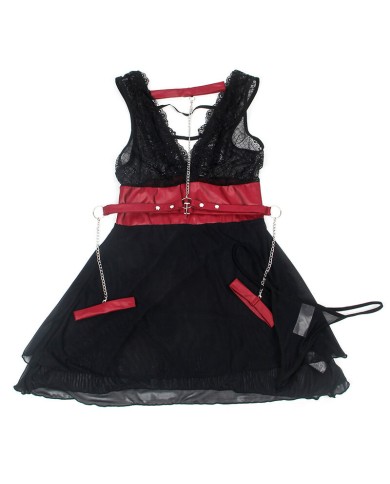 SUBBLIME 954437 VESTIDO BONDAGE DE ENCAJE NEGRO L XL