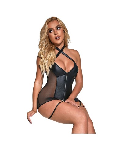 SUBBLIME 954444 VESTIDO SEXY DE REJILLA CUERO NEGRO S M
