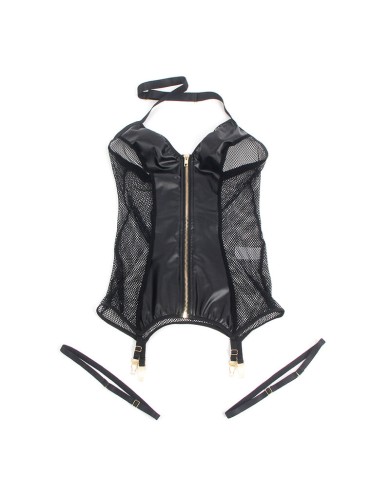 SUBBLIME 954444 VESTIDO SEXY DE REJILLA CUERO NEGRO S M