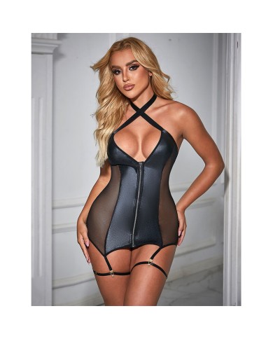 SUBBLIME 954444 VESTIDO SEXY DE REJILLA CUERO NEGRO S M