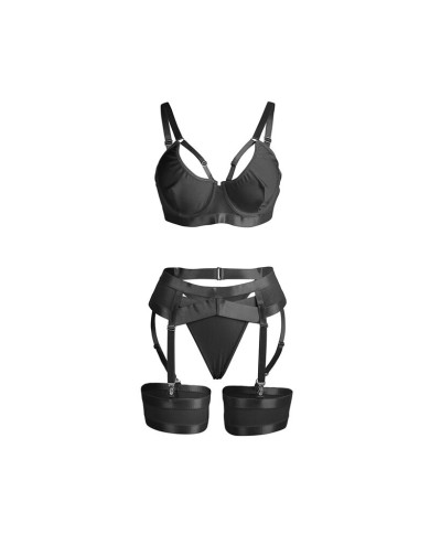 SUBBLIME 955236 SET SUJETADOR CON LIGUERO BONDAGE NEGRO S M