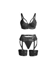SUBBLIME 955236 SET SUJETADOR CON LIGUERO BONDAGE NEGRO S M