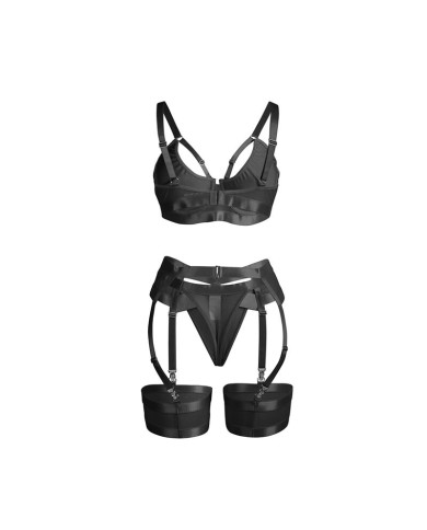 SUBBLIME 955236 SET SUJETADOR CON LIGUERO BONDAGE NEGRO S M