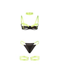 SUBBLIME 955274 SET SUJETADOR CON COLLAR Y DETALLES PARA PIERNAS VERDE FLUORESCENTE S M