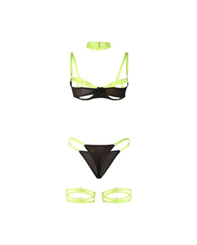 SUBBLIME 955281 SET SUJETADOR CON COLLAR Y DETALLES PARA PIERNAS VERDE FLUORESCENTE L XL