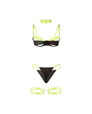 SUBBLIME 955281 SET SUJETADOR CON COLLAR Y DETALLES PARA PIERNAS VERDE FLUORESCENTE L XL