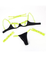 SUBBLIME 955281 SET SUJETADOR CON COLLAR Y DETALLES PARA PIERNAS VERDE FLUORESCENTE L XL
