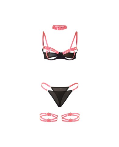 SUBBLIME 955304 SET SUJETADOR CON COLLAR Y DETALLES PARA PIERNAS ROSA FLUORESCENTE L XL