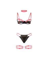 SUBBLIME 955304 SET SUJETADOR CON COLLAR Y DETALLES PARA PIERNAS ROSA FLUORESCENTE L XL
