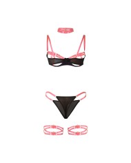 SUBBLIME 955304 SET SUJETADOR CON COLLAR Y DETALLES PARA PIERNAS ROSA FLUORESCENTE L XL