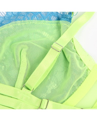 SUBBLIME 955311 SET SUJETADOR CON ENCAJE Y LIGUEROS VERDE Y AZUL S M