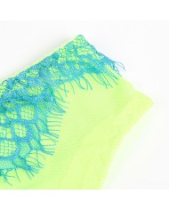 SUBBLIME 955311 SET SUJETADOR CON ENCAJE Y LIGUEROS VERDE Y AZUL S M