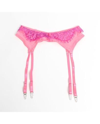 SUBBLIME 955359 SET SUJETADOR CON ENCAJE Y LIGUEROS ROSA Y MORADO S M