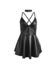 SUBBLIME 955373 VESTIDO CON TIRANTES DE CUERO NEGRO S M